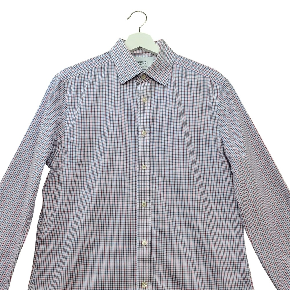 Charles Tyrwhitt Dress Shirt Mens 15.5 Multicolor Check Non-Iron Slim Fit Formal